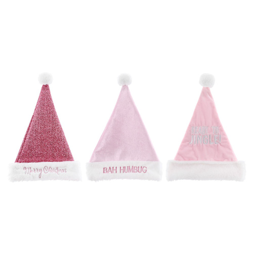 Pink Era Santa Hat 3 Asst 45cm