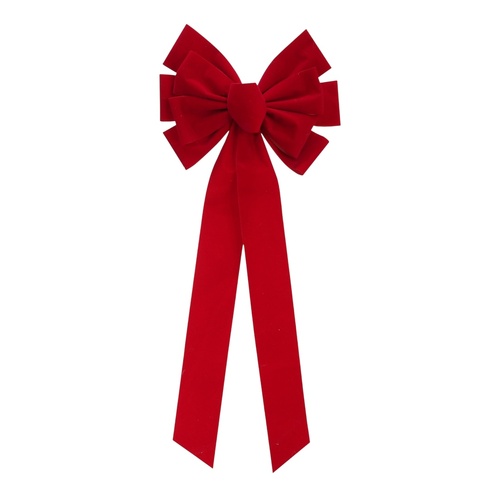 Red Double Loop Bow Flocked 41cm