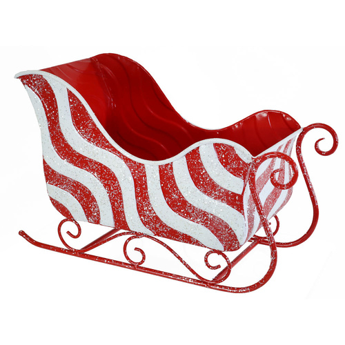 Metal Candycane Sleigh 38cm