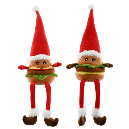 Sitting Burger w. Dangling Legs 2 Asst 58cm