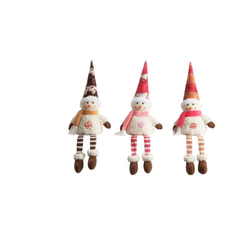 Snowman w. Dangling Legs 3 Asst 50cm