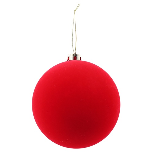 Bauble Flocked Red 25cm