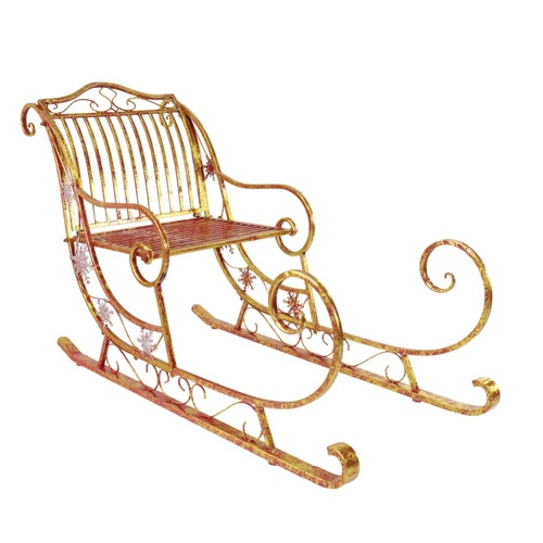 Metal Iron Red & Gold Sleigh 149cm