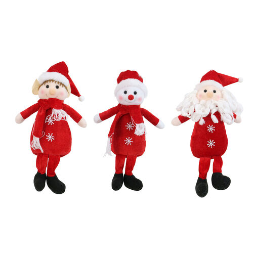 Christmas Figurine Red Velvet 1pc 3 Assorted