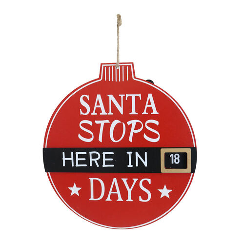 Santa Stop Here Plaque Hanging 31cm