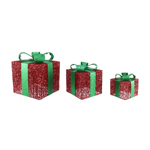 Glitter Presents 3pc Set Red & Green