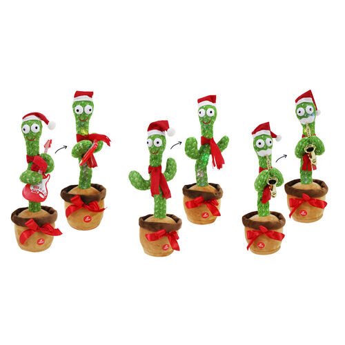 Sing n Twirl Christmas Cactus 1pc 3 Asst 45cm