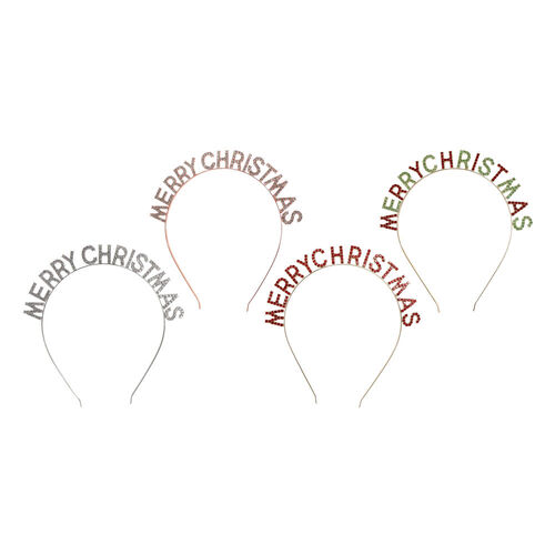 Headband Merry Christmas Diamante Tiara 1pc 4 Assorted