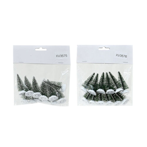 Mini Bristle Snowy/Plain trees 12pk 1pc 2 Asst
