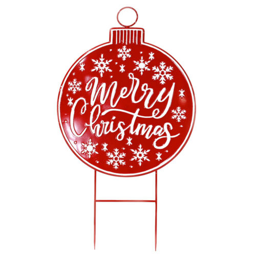 Merry Christmas Bauble Metal Yard Sign 105cm