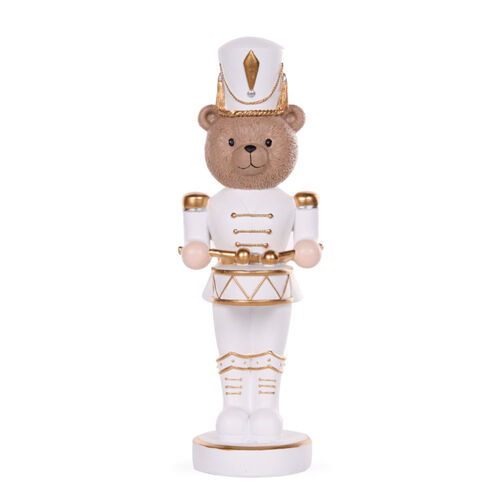 White And Gold Drummer Bear 32cm