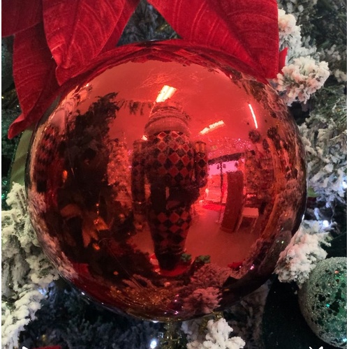 Red Swirl Bauble 20cm 2 Asst