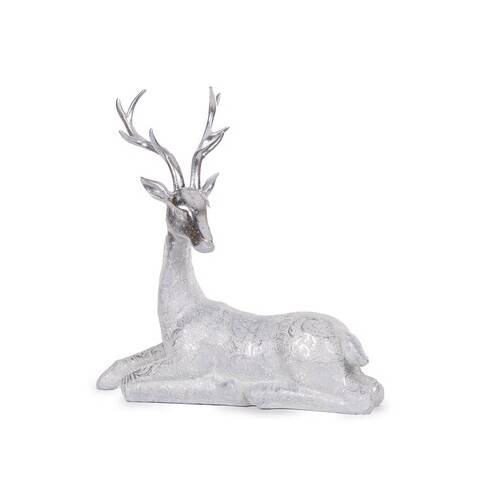 Silver Lace Reindeer Sitting 41cm
