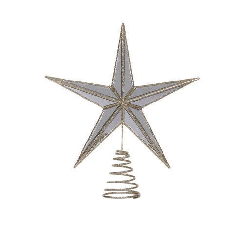 5 Point Mirrored Tree Topper Star Champagne 31cm