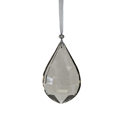 Smokey Grey Crystal Drop Hanging 9cm