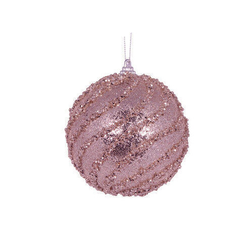 Pink Glittered Swirl Bauble 10cm