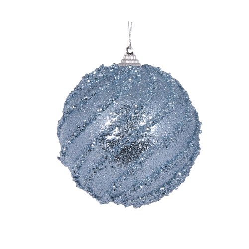 Light Blue Glittered Swirl Bauble 10cm