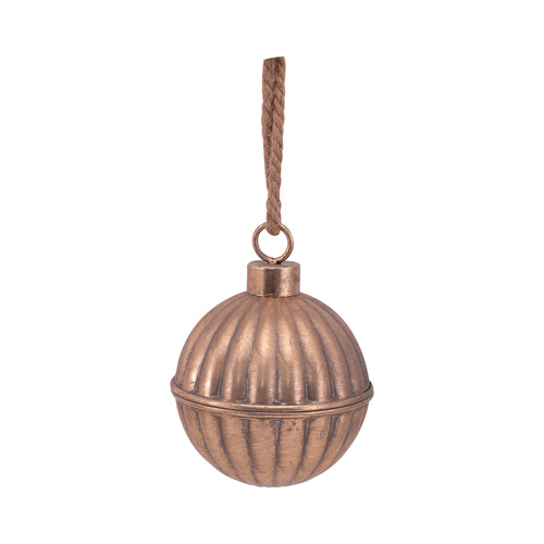 Gold Metal Ribbed Bell 16cm