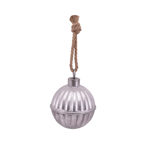 Silver Metal Ribbed Bell 16cm