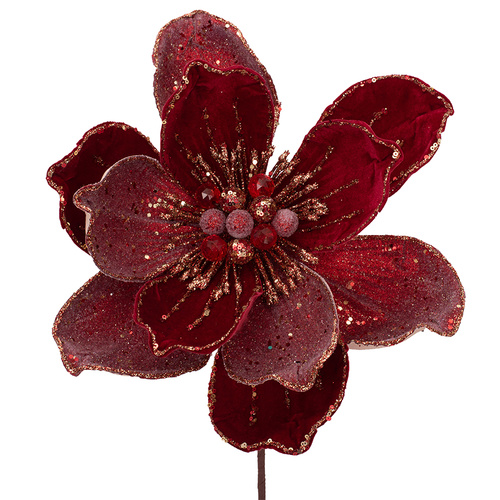 Red Jewelled Magnolia Stem 36cm