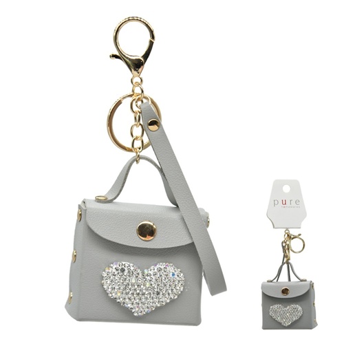 Grey Bag Keychain with Heart 15cm