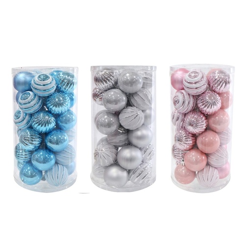 Mini Snow Baubles 30pk 3 Asst 5cm