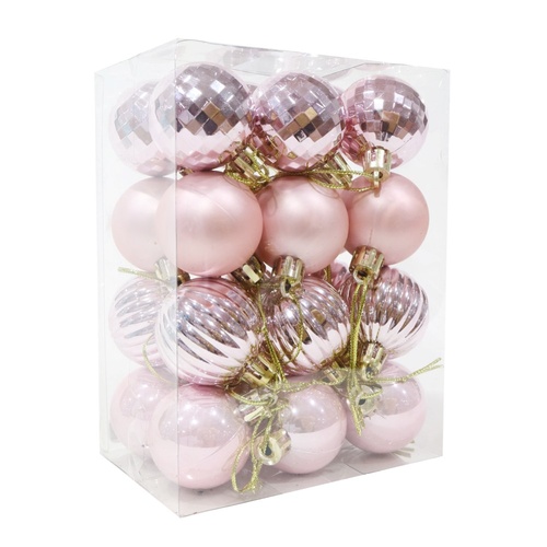 Mini Pink Baubles 24pk 4cm