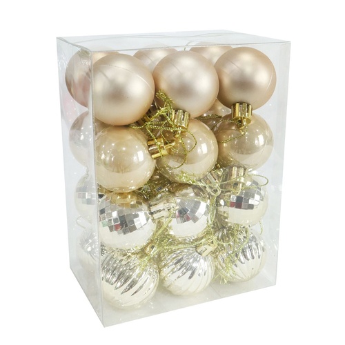 Mini Champagne Baubles 24pk 4cm