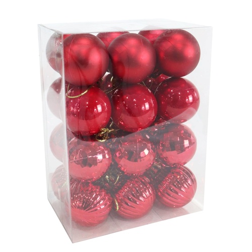 Mini Red Baubles 24pk 4cm