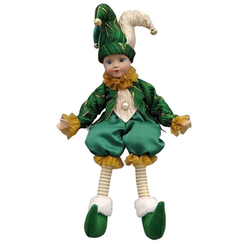 Green & Gold Jester Musical Wind Up 43cm