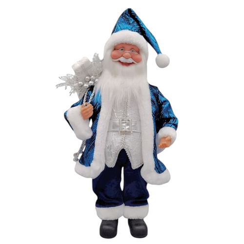 Blue & Silver Musical Santa 45cm
