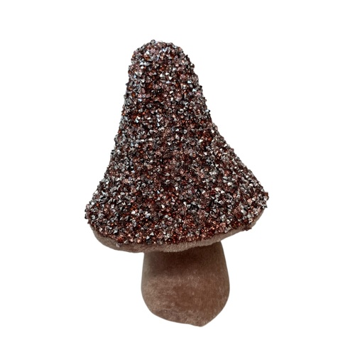 Metallic Button Mushroom Pink & Brown 18cm