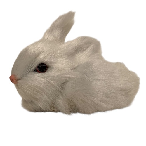 Faux Fur Hanging Rabbit White 9cm