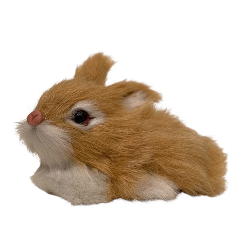 Faux Fur Hanging Rabbit Tan 9cm
