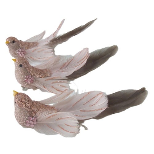 Pink Bird Clip 1pc 3 Asst 16cm
