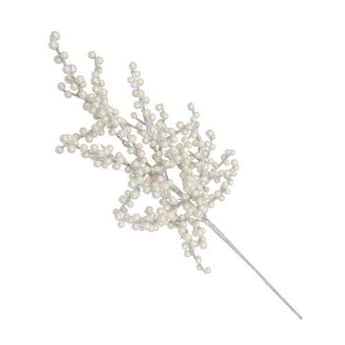Pearl Berry Spray w. Silver Branch 67cm