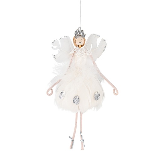 Whimsical Hanging Fairy w. Crown 17cm