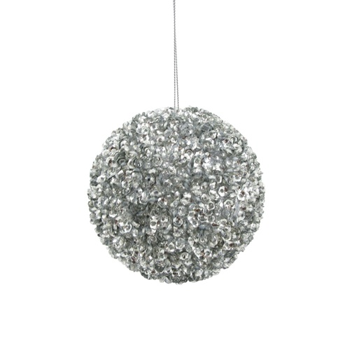 Silver Sequin Hanging Ball 13cm