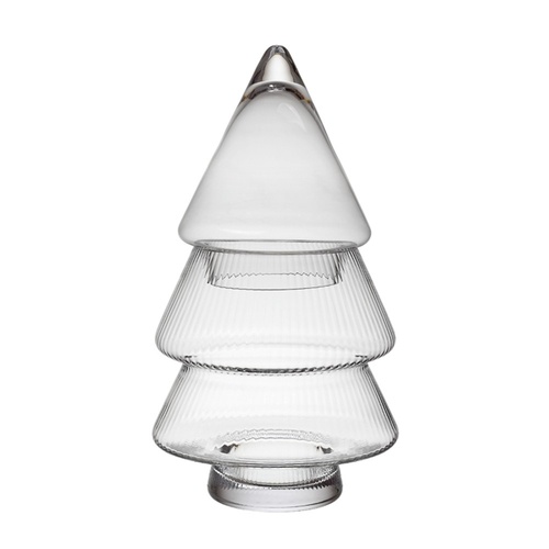 Ribbed Glass Lidded Tree Jar 29cm