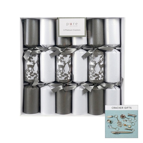 Silver Reindeer Premium Crackers 36cm