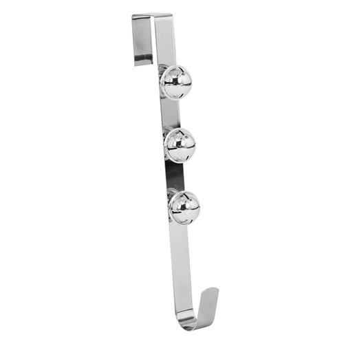 Metal Wreath Hanger w. Bells Silver 38cm