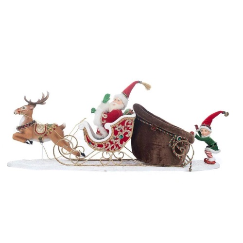 Santa w. Elf Catching Ride 43cm