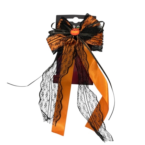 Orange Halloween Hair Bow Clip 