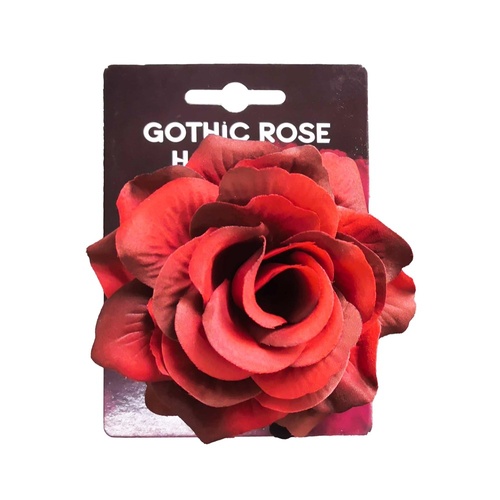 Gothic Red Rose Hair Clip 