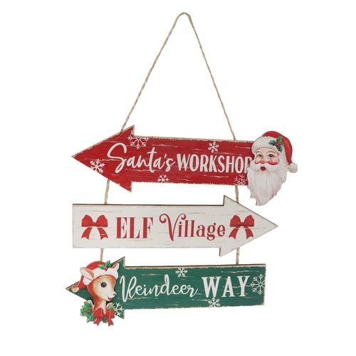 Christmas Hanging Signpost 36cm