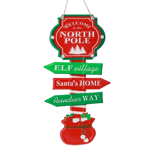 Reindeers Way Metal Hanging Sign 40cm