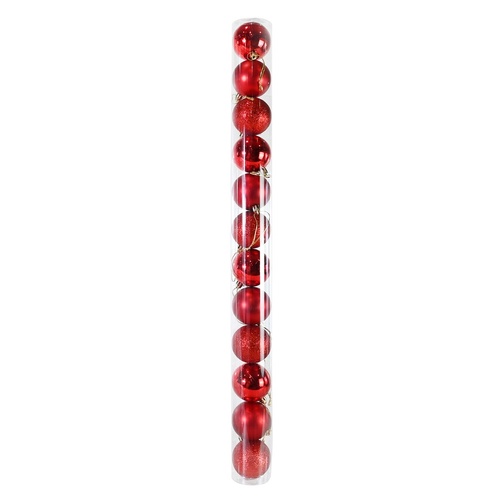 Traditional Bauble 12pk Red 6cm