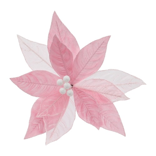 Pink Peppermint Poinsettia Clip 26cm