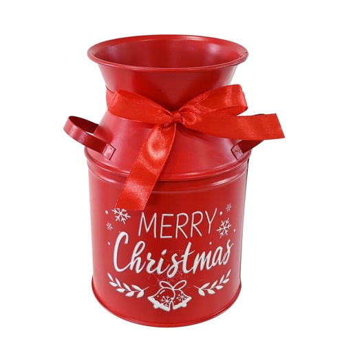 Metal Milk Can Red 18cm