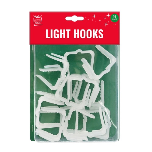 Light Hooks Balcony & Fence White 16pk 4cm